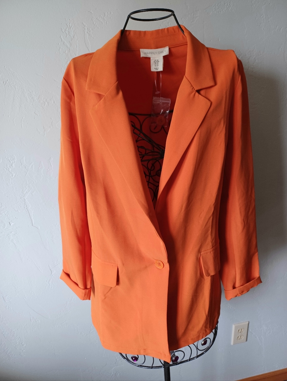 NWOT Happily Grey Orange Blazer Jacket